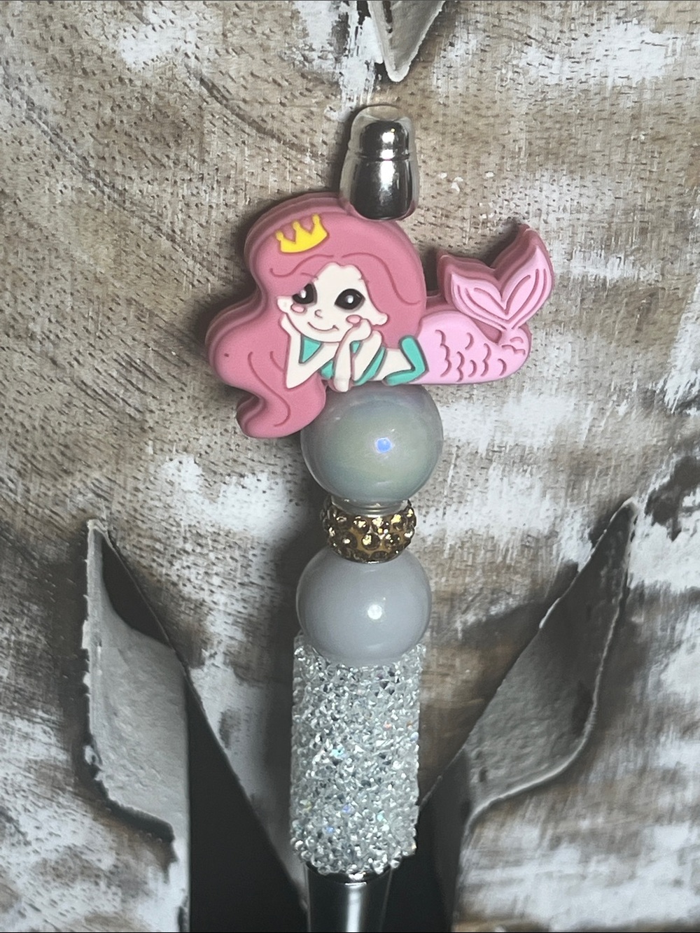 Pens By Alex - Pink Mermaid on Silver Pen